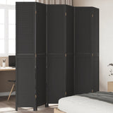 Room Divider 6 Panels Black Solid Wood Paulownia 358860