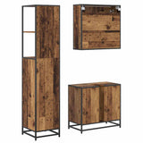 Bathroom Furniture Set with Door 3 pcs Old Wood Engineered Wood 3402503