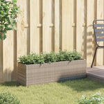 ZNTS Garden Planter with 3 Pots Grey 105x30x32 cm Poly Rattan 366418