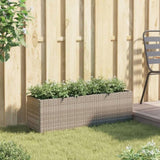 ZNTS Garden Planter with 3 Pots Grey 105x30x32 cm Poly Rattan 366418