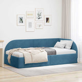 Corner Bed Frame with Headboard Blue 90 x 200 cm Velvet 42016645