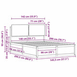 Bed Frame with Upholstered Headboard Dark Grey 140 x 200 cm 3398125