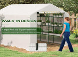 8 x 6ft Walk-In Greenhouse, with Shelves - White T3398P322097