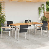 Garden Dining Set 7 pcs Solid Teak Wood and Stainless Steel 3334835