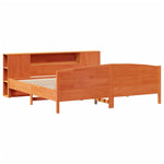 ZNTS Bookcase Bed without Mattress Wax Brown 200x200cm Solid Wood Pine 3323055