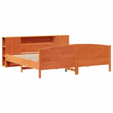 ZNTS Bookcase Bed without Mattress Wax Brown 200x200cm Solid Wood Pine 3323055