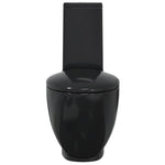 WC Ceramic Toilet Bathroom Round Toilet Bottom Water Flow Black 3059889