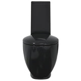 WC Ceramic Toilet Bathroom Round Toilet Bottom Water Flow Black 3059889