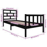 Bed Frame without Mattress Black Solid Wood Pine Small Single 3101312