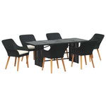 Garden Dining Set with Cushion 7 pcs Black Poly Rattan 3261621