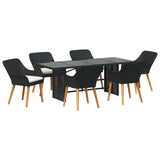 Garden Dining Set with Cushion 7 pcs Black Poly Rattan 3261621
