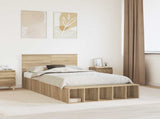 Bed Frame with Shelf Sonoma Oak 120 x 200 cm Engineered Wood 3408391
