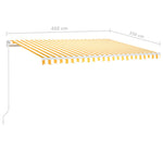 ZNTS Manual Retractable Awning with LED 450x350 cm Yellow and White 3069003