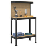 Workbench Black 81 x 41 x 145 cm Engineered Wood and Metal 42020131