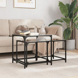 Nesting Coffee Tables 2 pcs with Black Glass Top Steel 845985