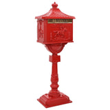 Standing Mailbox Red 42.5 x 29.5 x 117 cm Cast Aluminum 42023494