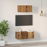 TV Cabinet Set Wall-mounted 2 pcs Old Wood Engineered Wood 3393381