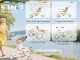 5 in 1 Kids Trike with Adjustable Toddler Tricycle with Push Handlebar, Adjustable T3398P378916