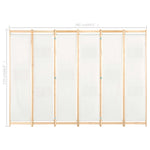 ZNTS 6-Panel Room Divider Cream 240x170x4 cm Fabric 248174