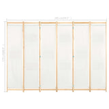 ZNTS 6-Panel Room Divider Cream 240x170x4 cm Fabric 248174