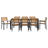 Garden Dining Set 9 pcs Black Solid Acacia Wood 3284404