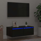 TV Cabinet with LED Lights Black Oak 75x35.5x25 cm 860230