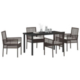Garden Dining Set with Cushion 5 pcs Brown Poly Rattan 3379872