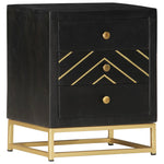 ZNTS Bedside Cabinet Black and Gold 40x30x50 cm Solid Mango Wood 286517