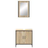 Bathroom Furniture Set with Shelf 2 pcs Brown Engineered wood 3345131