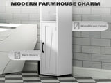 Tall Bathroom Cabinet, Farmhouse Slim Bathroom Storage Cabinet with Barn Doors, Toilet Paper Roll T3398P423554