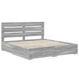 Bed Frame with Drawer Grey Sonoma 200 x 200 cm Engineered Wood 3411942