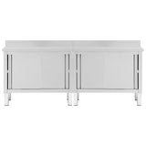 ZNTS Work Tables with Sliding Doors 2pcs 240x50xcm Stainless Steel 3055903