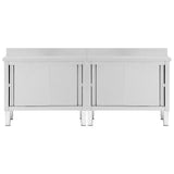 Work Tables with Sliding Doors 2pcs 240x50xcm Stainless Steel 3055903
