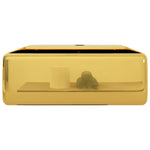 Wash Basin with Overflow 41x41x15 cm Ceramic Gold 143478