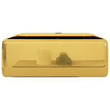 Wash Basin with Overflow 41x41x15 cm Ceramic Gold 143478