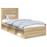 Bed Frame with Headboard Sonoma Oak 90 x 200 cm Solid Pine Wood 3410138