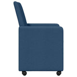 Dining Chairs with Wheel 2 pcs Blue 57 x 66 x 94 cm Fabric 42017815