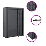 282423 Folding Wardrobe Grey 110x45x175 cm Fabric