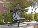 Outdoor PE Rattan Swing Chair with Foldable Basket and Cushion, Garden Patio Hanging Egg Chair with T3398P328053