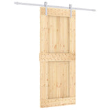 Sliding Door Natural and White 85 x 210 cm Solid Pine Wood 3444959