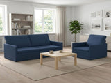 Sofa Set 2 pcs Blue Fabric 3433156