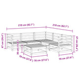 Garden Sofa Set Wax brown Solid pine wood 6 Piece Modular 3299442