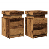 Bedside Cabinets with LED 2 pcs Old Wood 35x39x55 cm Engineered Wood 857655