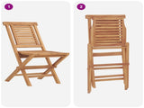 5 Piece Folding Garden Bistro Set Natural Solid Teak Wood 3434100