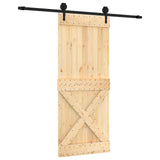 Sliding Door Natural and Black 85 x 210 cm Solid Pine Wood 3445166