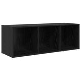 TV Cabinet Set Wall-mounted 3 pcs Black Engineered Wood 3393253