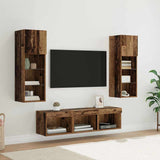 TV Wall Units Wall-mounted 5 pcs Black Oak Engineered Wood 3402923