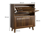 60cm walnut shoe cabinet, medieval modern independent shoe cabinet, fence shoe cabinet with 2 flip W6296P537615