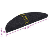 Stair Mats Self-adhesive 15 pcs 56x17x3 cm Black Half Round 132692