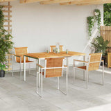 Garden Dining Set 5 pcs Solid Teak Wood and Stainless Steel 3334823